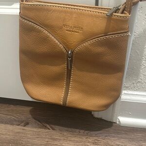 Vera Pelle Tan Leather Crossbody Bag